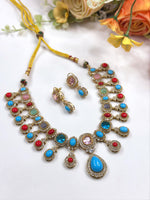 Royal Multicolor Kundan Necklace Set with Earrings – Bridal & Festive Jewelry