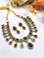 Royal Multicolor Kundan Necklace Set with Earrings – Bridal & Festive Jewelry