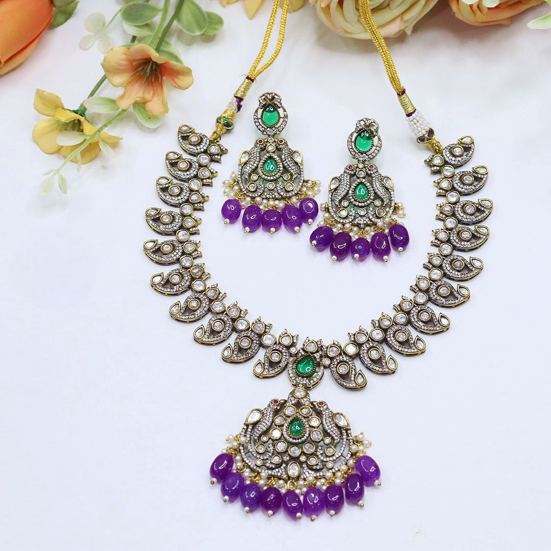 Royal Victorian Necklace with Pink Beads – Elegant Statement Jewelry