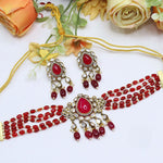 Green Beaded Kundan Necklace Set with Earrings – Bridal & Festive Jewelry