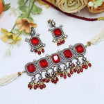 Royal Red Stone Kundan Choker Necklace Set with Earrings – Bridal & Wedding Jewelry
