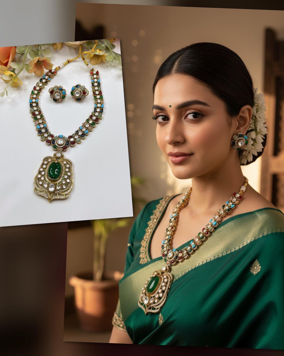 Multicolor Kundan Necklace Set with Earrings – Bridal & Party Wear Jewelry