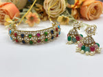 Multicolor Pearl Kundan Choker Necklace with Jhumki Earrings – Traditional Bridal Jewelry