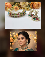 Multicolor Pearl Kundan Choker Necklace with Jhumki Earrings – Traditional Bridal Jewelry