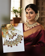 Exquisite Polki & Ruby Red Beaded Choker Set with Matching Earrings