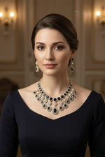Royal Gold & Pearl Teardrop Necklace Set – Exquisite Bridal Grandeur