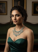 Royal Gold & Pearl Teardrop Necklace Set – Exquisite Bridal Grandeur