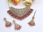 Royal Kundan & Ruby Choker Necklace Set with Pearls