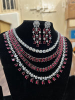 Luxury Ruby & Diamond Choker Necklace Set – Elegant Bridal Statement - Libasaa.com