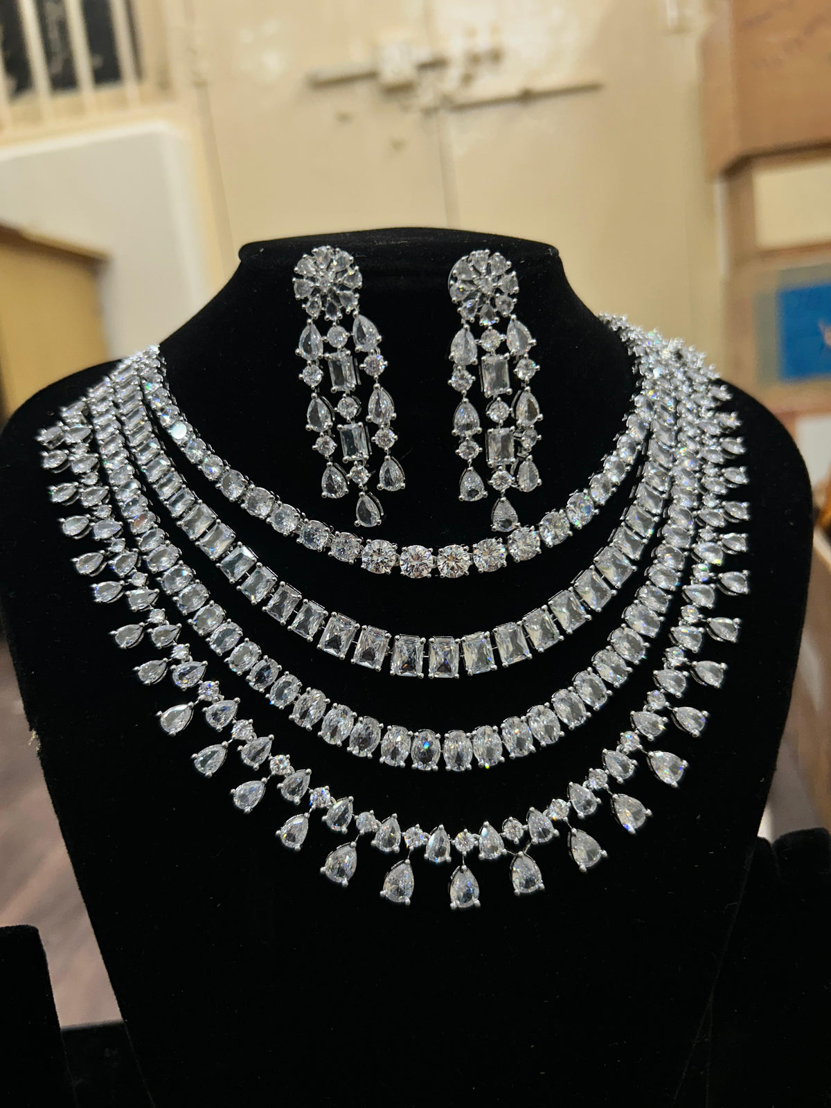 Luxury Ruby & Diamond Choker Necklace Set – Elegant Bridal Statement - Libasaa.com