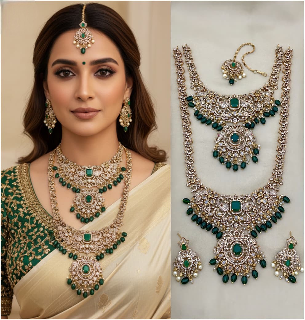 Lavender Kundan Bridal Jewelry Set – Royal Polki & Pearl Wedding Collection - Libasaa.com