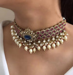 Royal Ruby & Emerald Kundan Choker Necklace Set – Bridal Polki Jewelry for Weddings - Libasaa.com