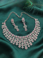 Elegant Green Stone Diamond Choker Necklace Set – Bridal & Party Wear - Libasaa.com