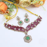 Premium Kundan Polki Stones Bridal Necklace Set – Bridal Indian Jewellery Choker & Necklace with Earrings