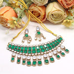 Kundan Stones Bridal Choker Necklace Set | Traditional Kundan Polki Indian Necklace Set | Indian Bridal Jewellery