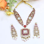 Bridal Regal Kundan Polki Pearl Pendant Necklace & Earring Set | Premium Kundan Polki Indian Necklace Set | Traditional Indian Jewellery