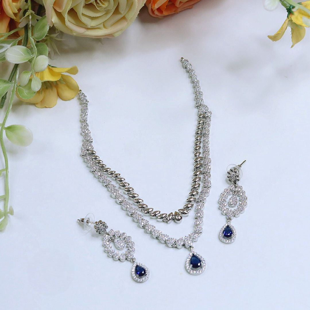 CZ Necklace Set Jewellery | American Diamonds Indian Necklace & Earrings Set