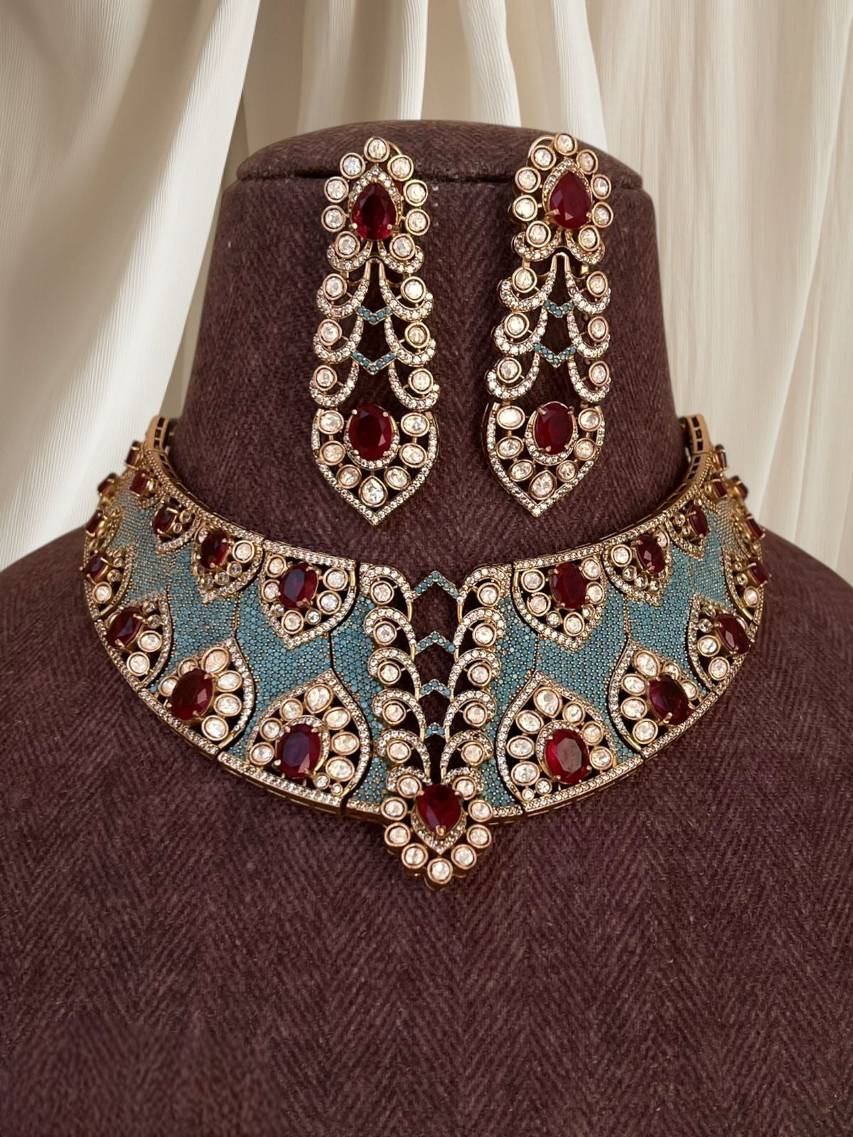 Regal Kundan Bridal Jewellery Set | Indian Jewellery | Indian Bridal & Wedding Jewelry | Polki Choker Necklace Set with Earrings