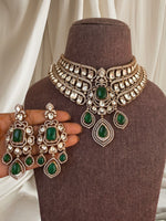 Gold & Polki Bridal Choker Set | Indian Jewellery | Dusty Accents Indian Necklace Set with Earrings