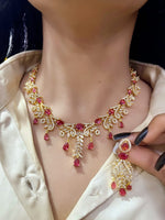 Gold-Plated Bridal Jewellery Set | Indian Jewellery | Stone AD Necklace & Earring Set | Premium Indian Neckles Set for Women