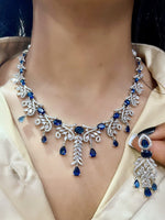 Silver-Plated Bridal Jewellery Set | Indian Jewellery | Stone AD Necklace & Earring Set | Premium Indian Neckles Set for Women