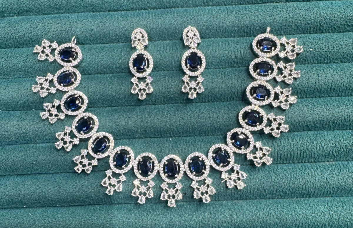 Stone Diamond-Studded Necklace Set with Earrings | Indian Jewellery | Stone Diamond Jewellery | Indian Necklace Set