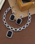 Dual-Tone Green & Pink Stone Diamond Necklace Set with Earrings | Indian Jewellery | Stone Diamond Jewellery | Indian Necklace Set