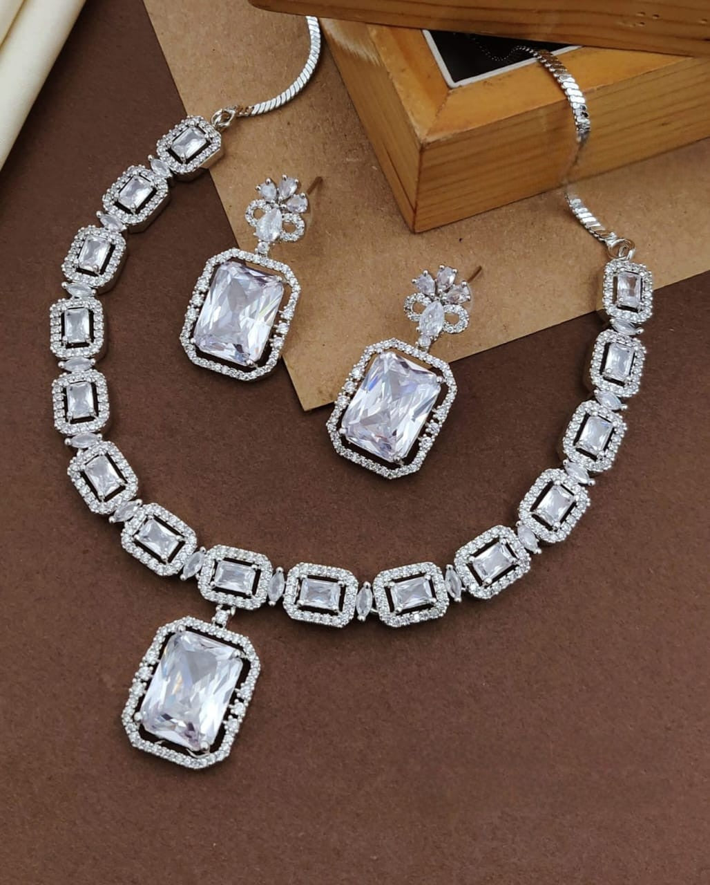 Dual-Tone Green & Pink Stone Diamond Necklace Set with Earrings | Indian Jewellery | Stone Diamond Jewellery | Indian Necklace Set