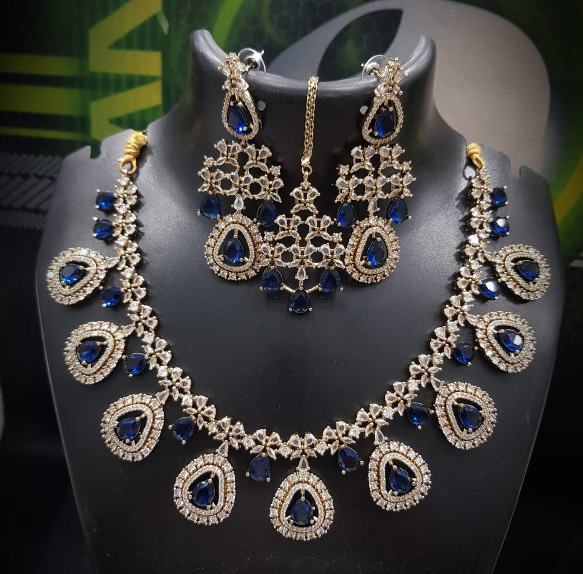 Multicolor Stone Studded Bridal Necklace Set with Earrings & Maangtika | Indian Jewellery | Stone Jewellery | Indian Necklace Set
