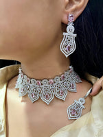 Premium Silver-Plated Turquoise Stone Bridal Choker Set with Necklace, Earrings & Maangtika | Indian Jewellery | Stone Jewellery | Indian Necklace Set