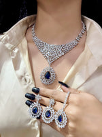 Stone Silver-Plated Bridal Necklace Set with Necklace, Earrings & Maangtika | Indian Jewellery | Stone Jewellery | Indian Necklace Set