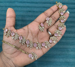 Multicolor Stone Diamond Necklace Set with Matching Earrings & Maangtika | Premium Indian Jewellery | Diamond Jewellery | Indian Necklace Set