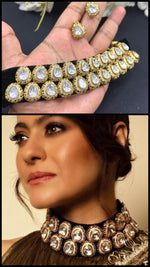 Premium Kundan Mirror Choker Necklace Set with Matching Earrings | Kajol Bollywood Actress Inspired Indian Jewellery | Luxury Kundan Jewellery Indian Neckles Set