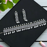 Pearl & Diamond-Style Choker Necklace Set with Earrings | Sanya Malhotra Bollywood Actress Inspired | Indian Jewellery Pearl Necklace Set