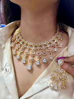 Elegant Victorian Kundan Necklace Set with Mint Green Teardrop Stones & Matching Earrings – Indian Kundan Jewellery | Libasaa