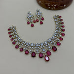 Stone Diamond-Style Necklace Set with Matching Earrings | Indian Jewellery Stone Necklace Set