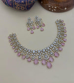 Stone Diamond-Style Necklace Set with Matching Earrings | Indian Jewellery Stone Necklace Set