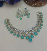 Stone Diamond-Style Necklace Set with Matching Earrings | Indian Jewellery Stone Necklace Set