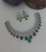 Stone Diamond-Style Necklace Set with Matching Earrings | Indian Jewellery Stone Necklace Set