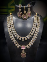 Bridal Emerald Green Stone Layered Necklace Set with Earrings & Maang Tikka | Gold Plated Indian Jewellery Necklace Set