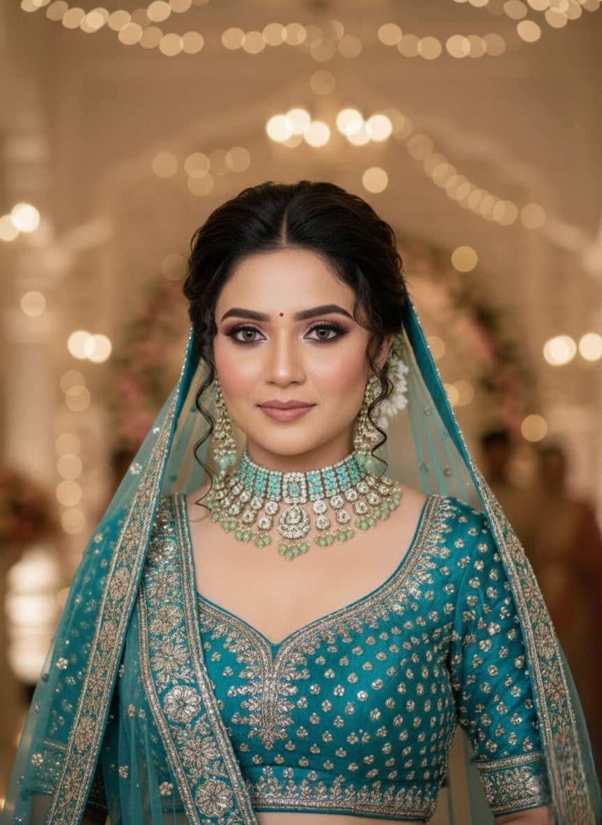 Kundan Choker Necklace Set with Earrings – Bridal Polki Jewelry for Weddings & Festive Wear