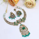 Elephant & Peacock Design Kundan Necklace Set with Jhumki Earrings | Gold Tone Indian Bridal Wedding Ethnic Jewellery