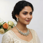 Kundan-Inspired Necklace Set with Matching Earrings | Indian Jewellery Gold-Toned Finish Traditional Necklace Set | Wedding & Party Wear Indian Necklace Set