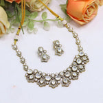 Kundan-Inspired Necklace Set with Matching Earrings | Indian Jewellery Gold-Toned Finish Traditional Necklace Set | Wedding & Party Wear Indian Necklace Set