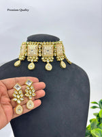 Bridal Kundan Choker Jewellery Set with Matching Earrings | Indian Kundan Necklace Set