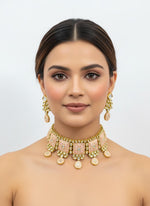 Bridal Kundan Choker Jewellery Set with Matching Earrings | Indian Kundan Necklace Set