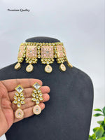 Bridal Kundan Choker Jewellery Set with Matching Earrings | Indian Kundan Necklace Set