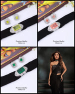 Celebrity Inspired Kundan Velvet Choker Bridal Necklace Set with Matching Earrings | Indian Wedding Bridal Jewellery for Bride