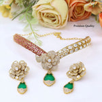 Kundan Necklace Bridal Set for Women – Gold Plated Floral Bridal Necklace Set with Earrings, Red Stone Wedding & Festive Jewellery