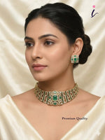 Luxury Kundan Emerald Green Choker Necklace Set for Women | Bridal Kundan Jewelry Set with Earrings | Wedding & Party Wear